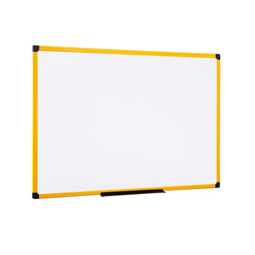 MasterVision Industrial Gold Ultra 24" x 36" Magnetic Steel Whiteboard with Yellow Aluminum Frame