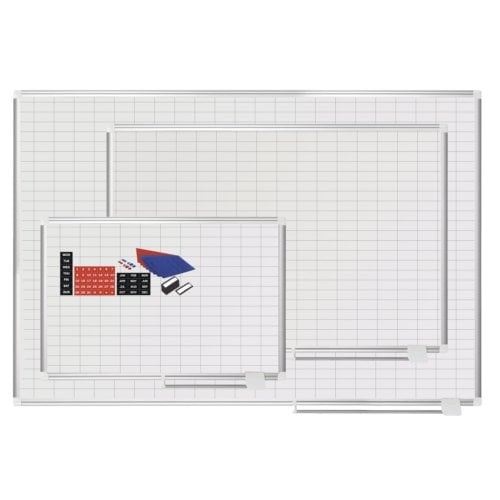 MasterVision Magnetic Platinum Plus 1x2 Grid Planner Porcelain Whiteboard with Accessory Kit