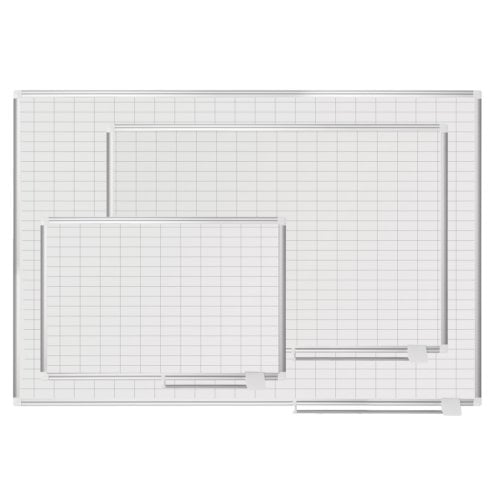 MasterVision Magnetic Platinum Plus 1x2 Grid Planner Porcelain Whiteboard with Aluminum Frame