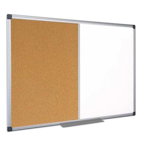 MasterVision Maya 48" x 72" Melamine Whiteboard/Cork Combo Board with Aluminum Frame
