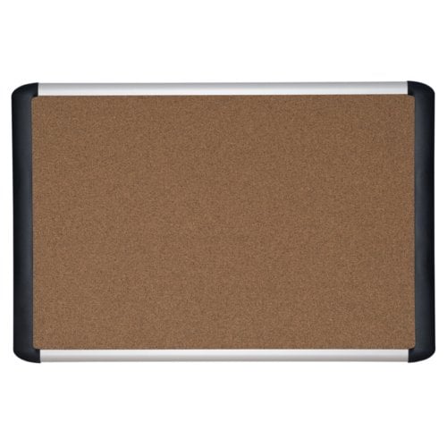 MasterVision 24" x 36" MVI Tech Cork Bulletin Board with Aluminum/Black Plastic Frame