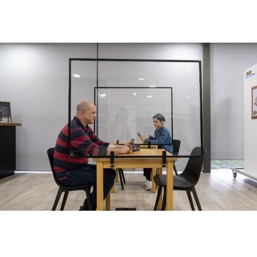 Mastervision Protector Series Attachable 35" x 23" Glass Desktop Board/Screen with Aluminum Frame