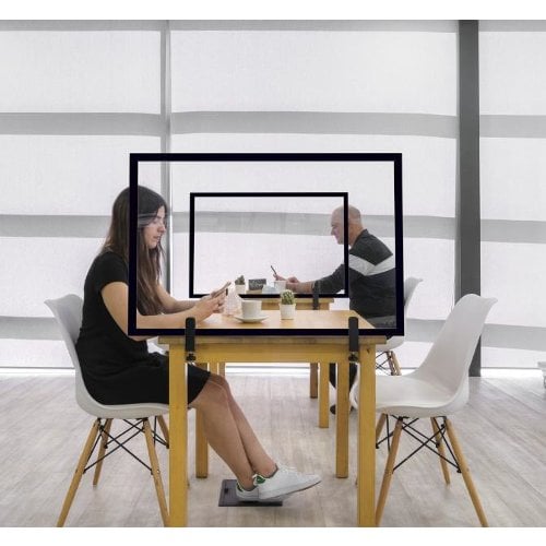 Mastervision Protector Series Attachable 40" x 35" Glass Desktop Board/Screen with Wood Frame