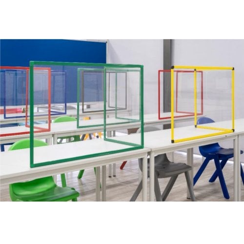 Mastervision Protector Series Transparent Glass Duo Desktop Dividers with Aluminum Frame