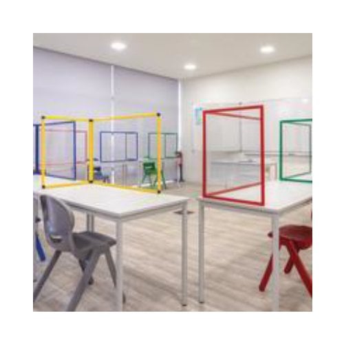 Mastervision Protector Series 35" x 23" Transparent Glass Duo Desktop Divider with Aluminum Frame