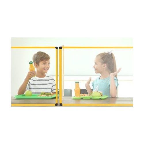 Mastervision Protector Series 35" x 23" Transparent Glass Duo Desktop Divider with Aluminum Frame