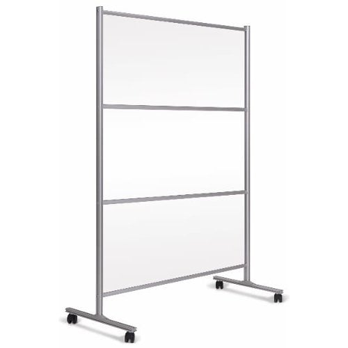 Mastervision Protector Series 47.2" x 59" Transparent Glass Mobile Panel/Divider