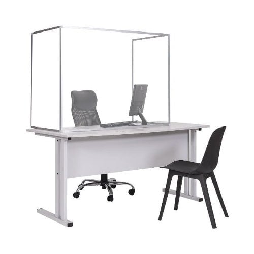 Mastervision Protector Series Transparent Glass Trio Desktop Dividers with Aluminum Frame
