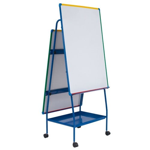 MasterVision Schoolmate Creation Station Mobile Easel (41.7" x 29.5" Two-Sided Dry-Erase Magnetic Steel)