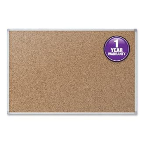 Mead 48" x 36" Natural Cork  Bulletin Board with Aluminum Frame - 85362
