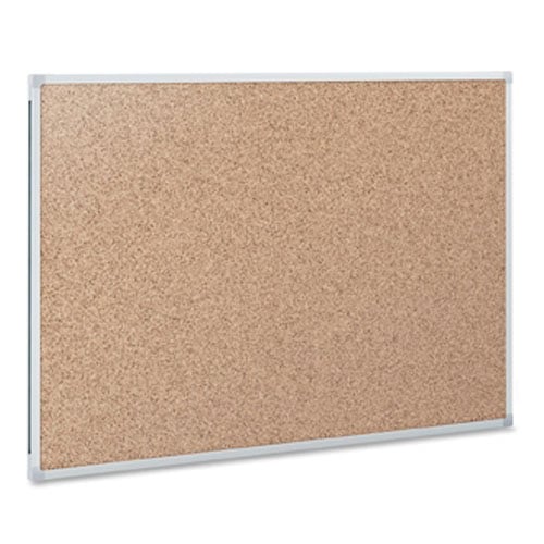 Mead 48" x 36" Natural Cork  Bulletin Board with Aluminum Frame - 85362