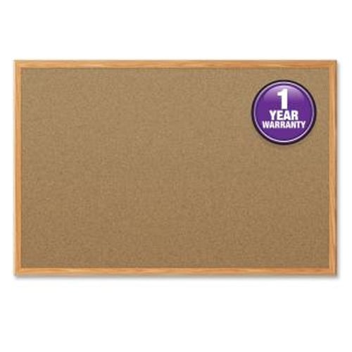 Mead 24" x 18" Natural Cork  Bulletin Board with Oak Frame - 85365