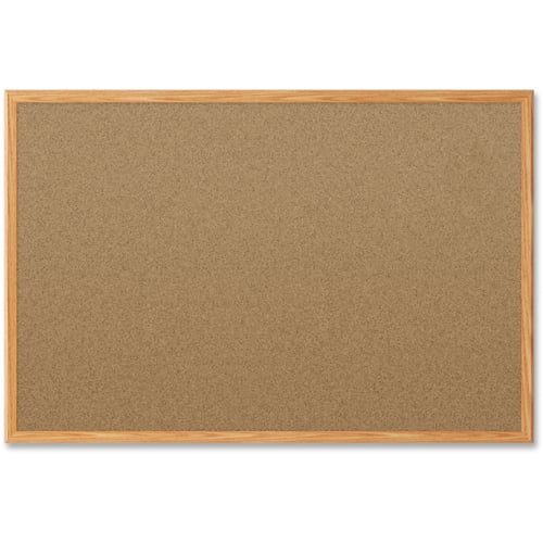 Mead 24" x 18" Natural Cork  Bulletin Board with Oak Frame - 85365