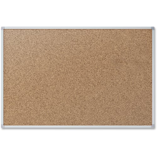 Mead 48" x 36" Natural Cork  Bulletin Board with Aluminum Frame - 85362