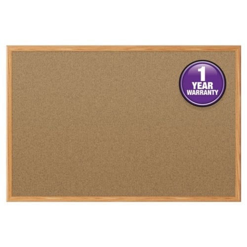 Mead 6' x 4' Natural Cork Bulletin Board with Oak Frame - 85368
