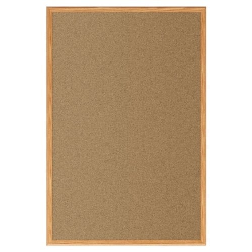 Mead 6' x 4' Natural Cork Bulletin Board with Oak Frame - 85368
