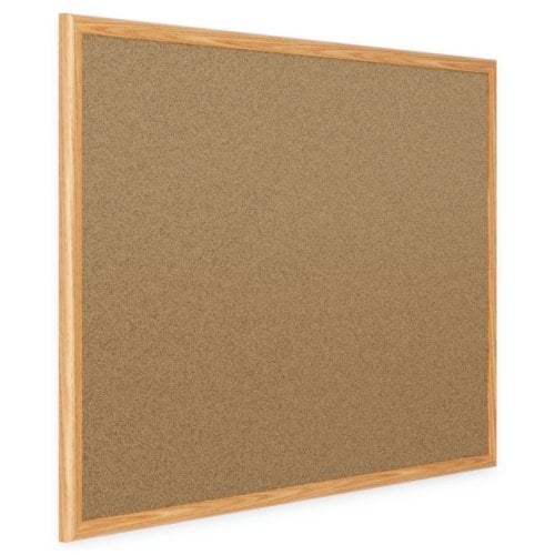 Mead 6' x 4' Natural Cork Bulletin Board with Oak Frame - 85368