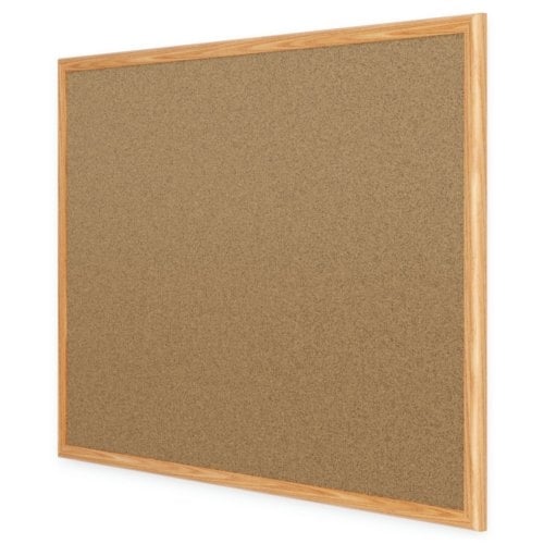 Mead 6' x 4' Natural Cork Bulletin Board with Oak Frame - 85368