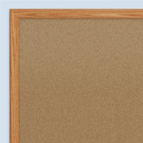 Mead 8' x 4' Natural Cork Bulletin Board with Oak Frame - 85369