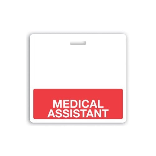 MEDICAL ASSISTANT Badge Buddies (Red Bar/White Text) - 25pk