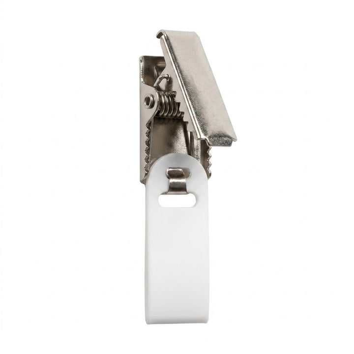 ID Tag Metal Clips with Clear Plastic Strap - 100pk
