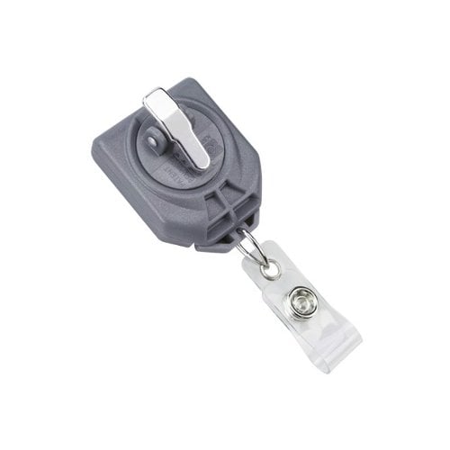 Metallic Gray B-REEL No-Twist Badge Reel With Swivel Clip w/ Teeth - 25pk