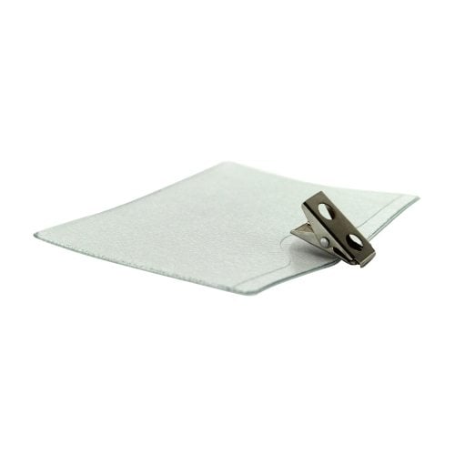 Military Size Horizontal Clear Vinyl Badge Holders with Clips - 100pk