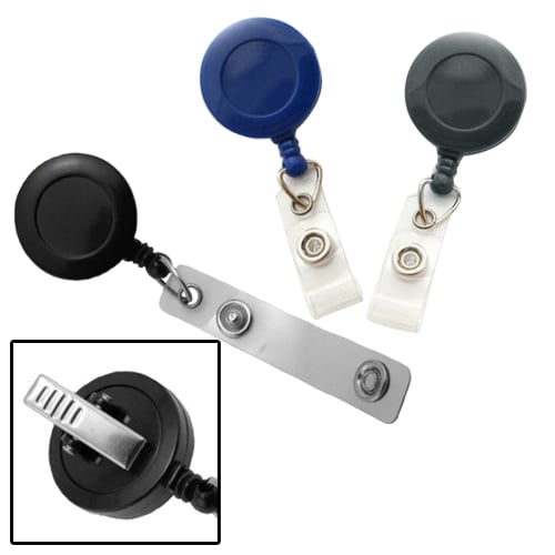 Round Badge Reel with Strap and Swivel Clip - 25pk
