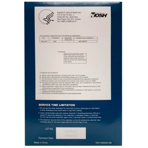 N95 Particulate Respirator Masks - 20/Pack
