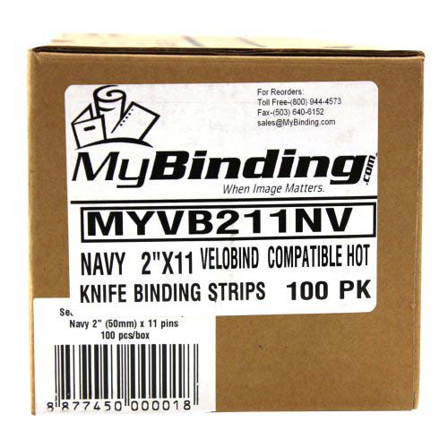 Navy 2" x 11" Velobind Compatible Hot Knife Binding Strips