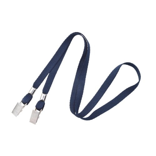 3/8" Flat Open Ended Lanyards with Two Bulldog Clips - 100pk