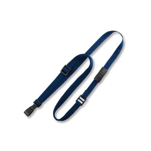 Navy Blue Adjustable Lanyard with Wide No-Twist Plastic Hook - 100pk