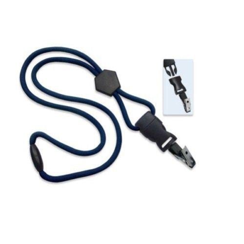 Navy Blue Diamond Slider Optibraid Lanyard with Bulldog Clip - 100pk