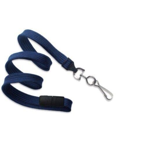 Navy Blue Flat Braid Break-Away Lanyard with NPS Swivel Hook - 100pk