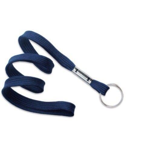 Navy Blue Flat Braid Lanyard with NPS Split Ring - 100pk