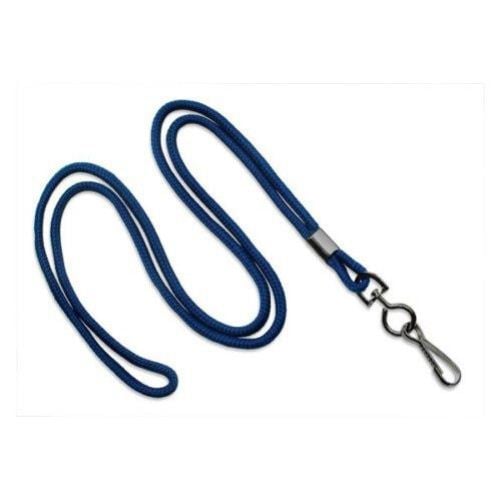 Navy Blue Round Braid Lanyard with Black Swivel Hook - 1000pk