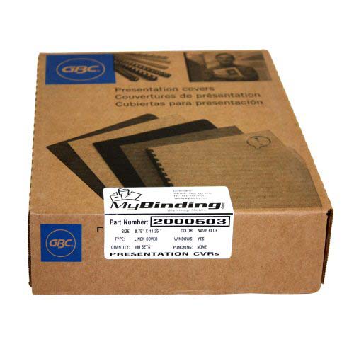 GBC Navy Linen Weave 8.75" x 11.25" With Windows 100 sets - 2000503