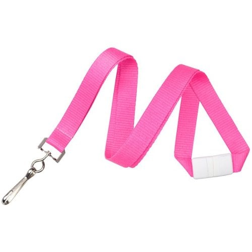 Neon Pink 5/8" Breakaway Lanyard With Sewn Nickel-Plated Steel Swivel Hook - 100pk