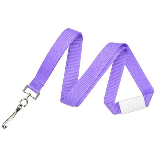 Neon Purple 5/8" Breakaway Lanyard With Sewn Nickel-Plated Steel Swivel Hook - 100pk