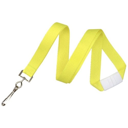 Neon Yellow 5/8" Breakaway Lanyard With Sewn Nickel-Plated Steel Swivel Hook - 100pk