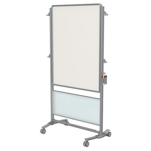 Nexus Easel 76 1/8" x 40 3/8" Double-Sided Mobile Magnetic  Porcelain Whiteboard - Frosted Panel
