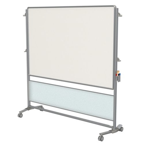Nexus IdeaWall 76 1/8" x 76 3/8" Double-Sided Mobile Magnetic Porcelain Whiteboard - Frosted Panel