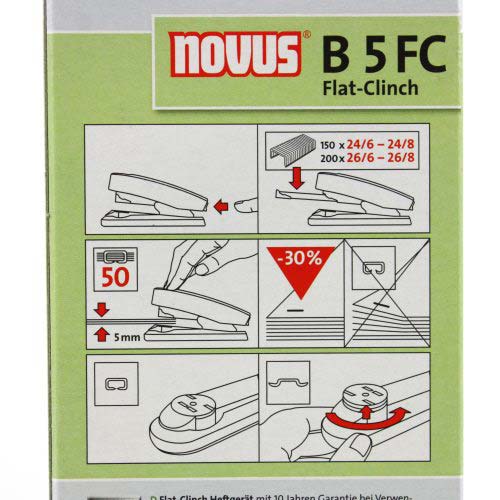 Novus B5FC Executive Flat Clinch Stapler - Black - Clearance Sale