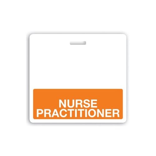 NURSE PRACTITIONER Badge Buddies (Orange Bar/White Text) - 25pk