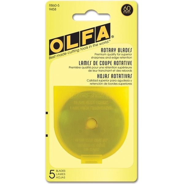 Olfa 60mm Deluxe Rotary Cutter Replacement Blades (5/Pk) #RB60-5 - Clearance Sale