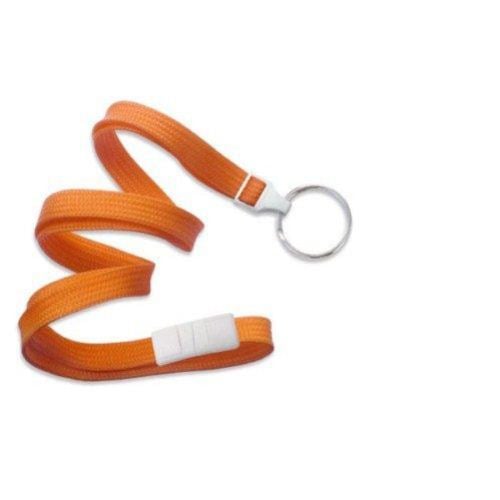 Orange Flat Braid Break-Away Lanyard with NPS Split Ring - 100pk