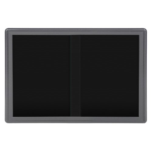 Ovation 34"x47" 2 Sliding Door Gray Frame Black  Letterboard