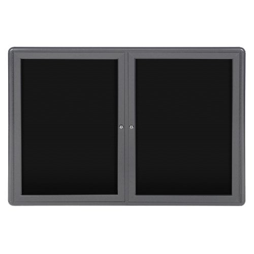 Ovation 34"x47" Radius 2 Door Gray Frame Black  Letterboard