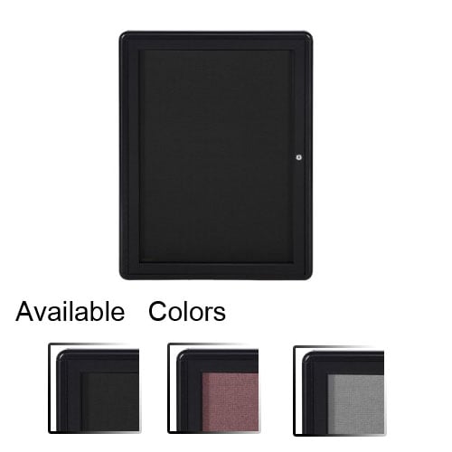 Ghent Ovation 34" x 24" 1-Door Indoor Enclosed Fabric Bulletin Boards with Black Frame