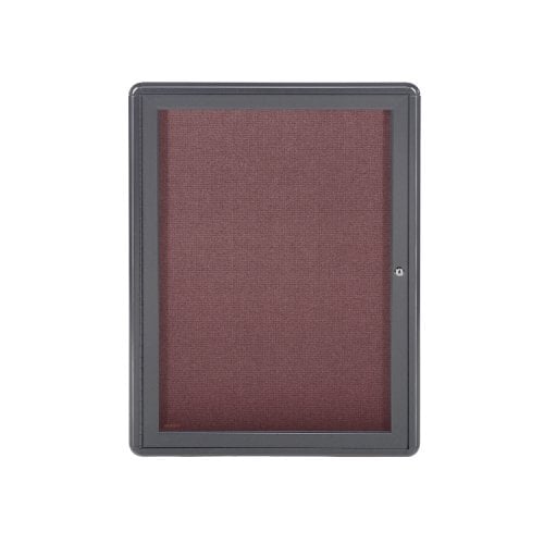 Ghent Ovation 34" x 24" 1-Door Indoor Enclosed Fabric Bulletin Boards with Gray Frame